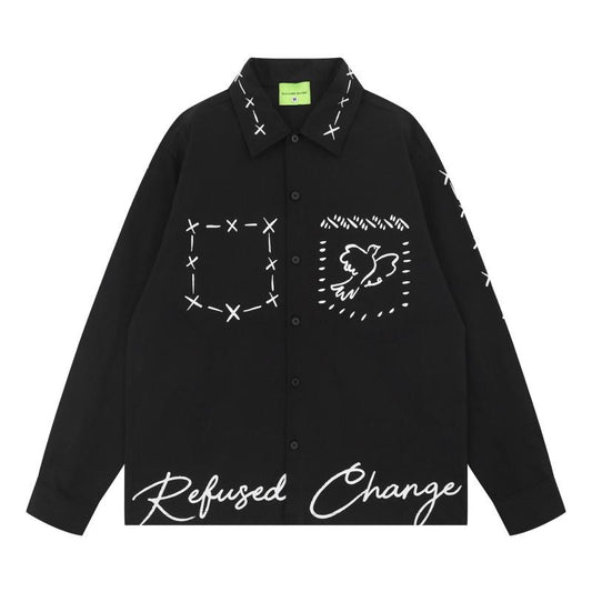 Savage Base Black Colour Print Work Full Sleeve Imported Shirt YR9295