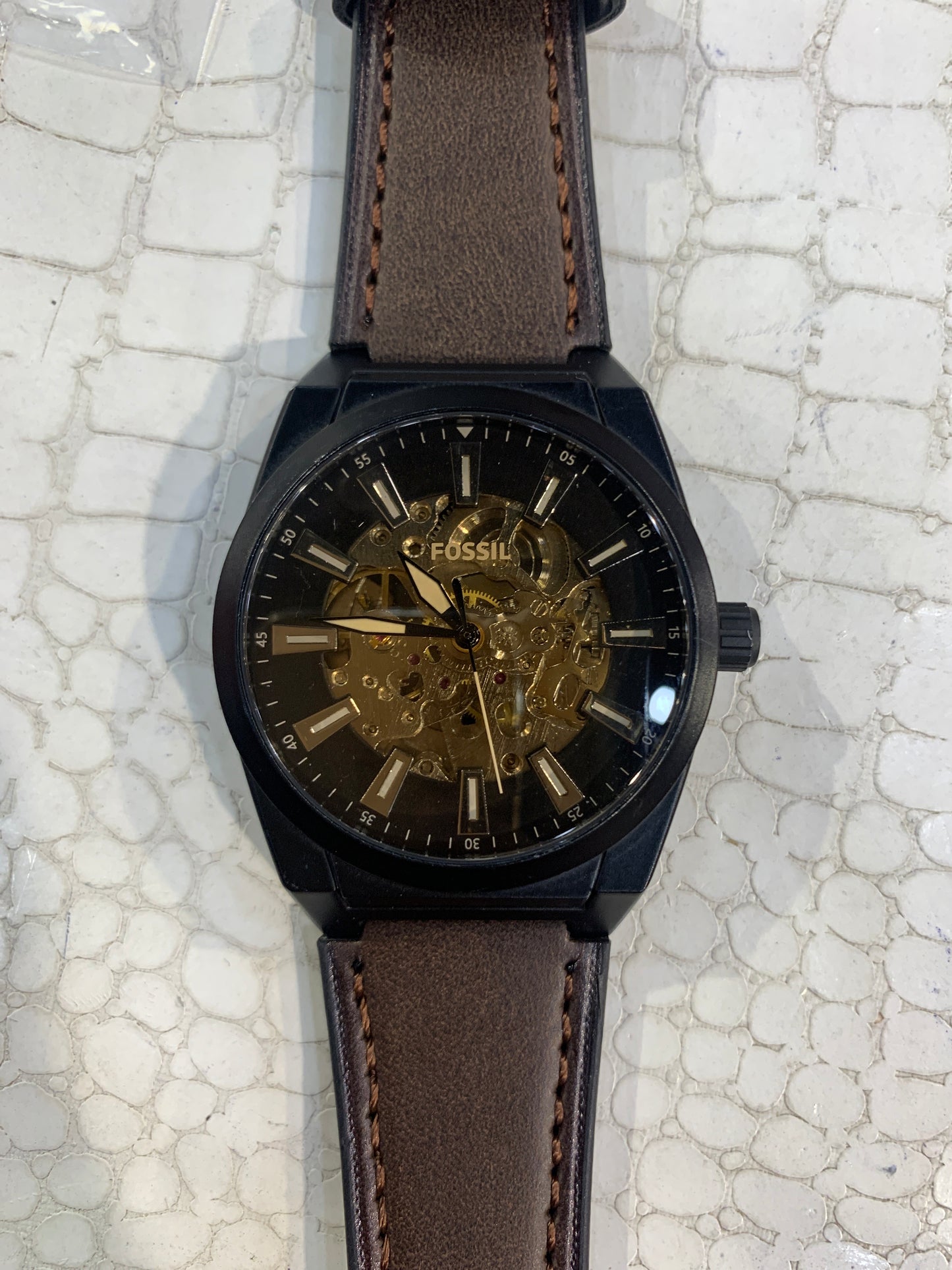 SOF Brown Strap Black Dial Automatic Men Watch 989747