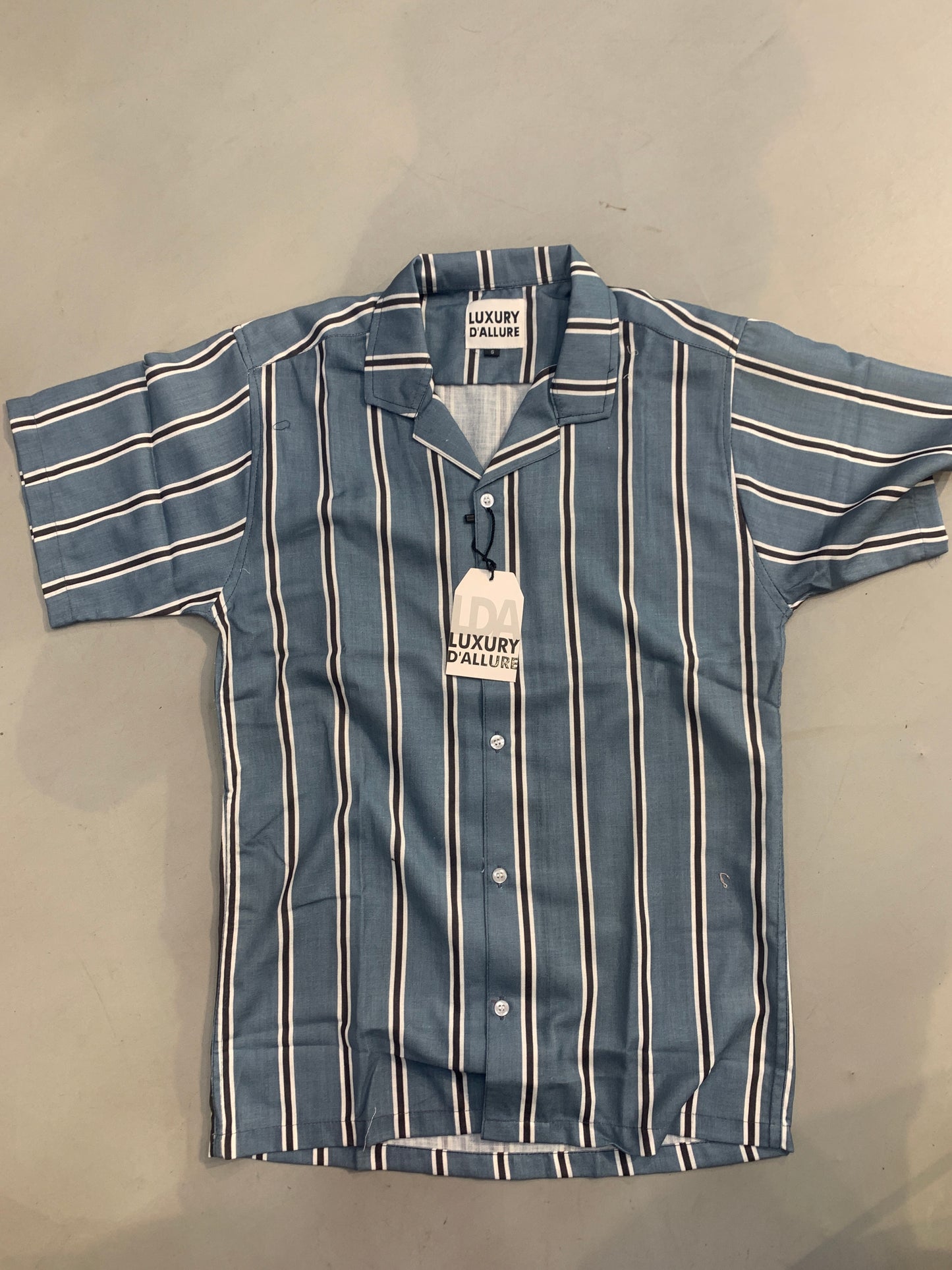 LDA Blue Colour Black White Lining Half Sleeve Men’s Shirt 989603