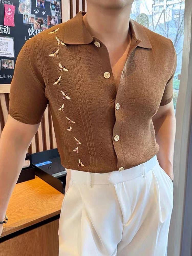 IT’S UP TO ME Brown Colour Korean Style knitted Premium Quality Collar shirt N6735