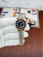 Mra Silver Copper Chain Stud Black Dial Chronograph Working ladies Watch 990010