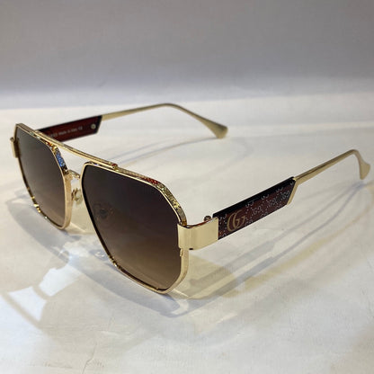 CUG Golden Frame Brown Shade Sunglass YH063 53 16-141
