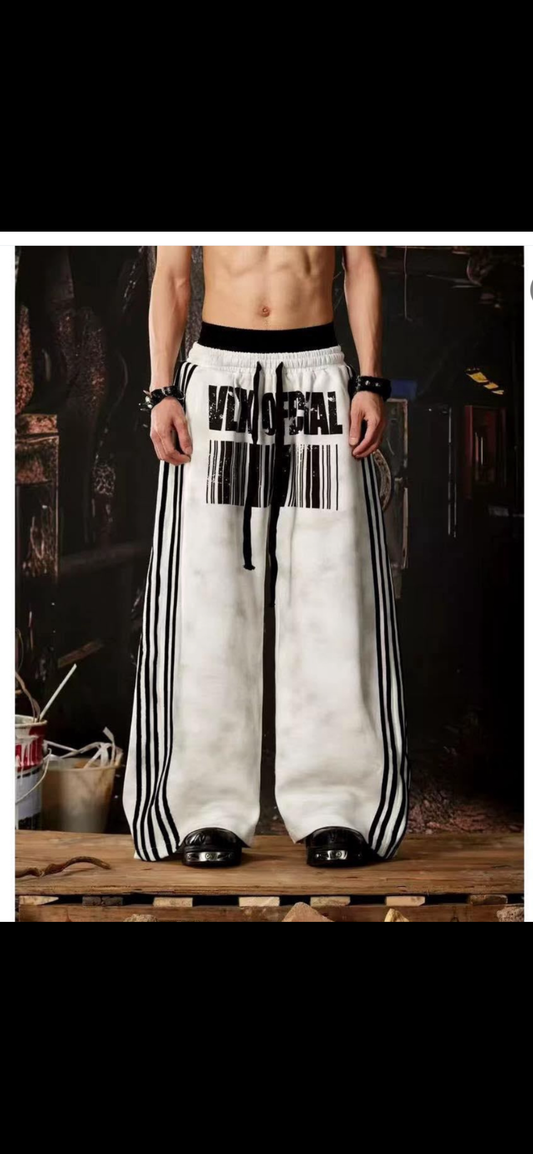 PLAN B Grey Colour Black  Strip VELXOFCFIAL Print  Premium Quality Imported Baggy Fit Lower K807