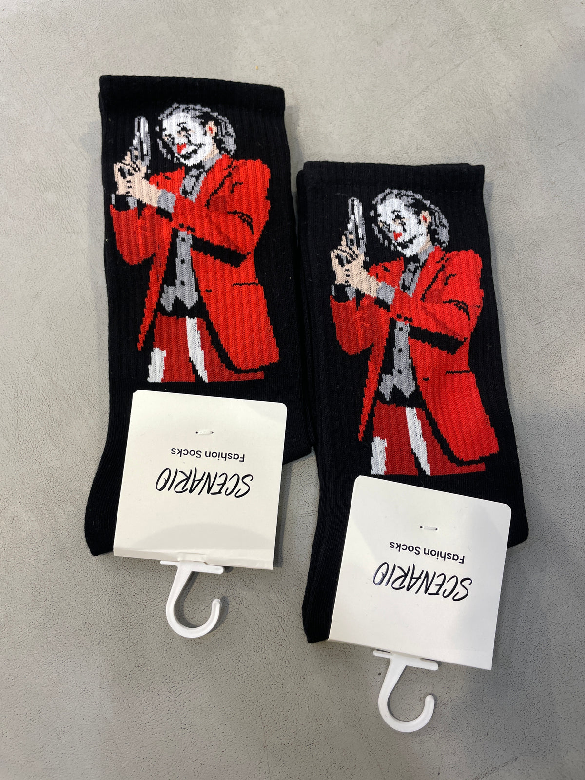 Scenario Black Colour Joker Print Premium Quality Full Socks 991178