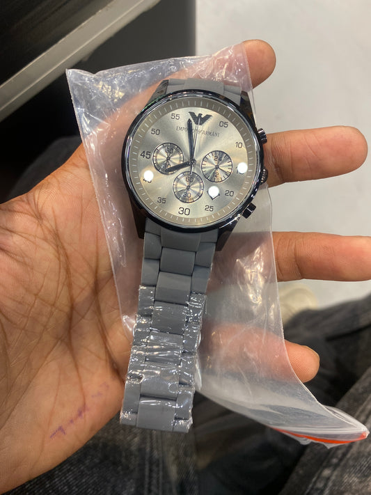 Mra Grey Silicone Chain Black Ring Grey Dial Men Watch 990761