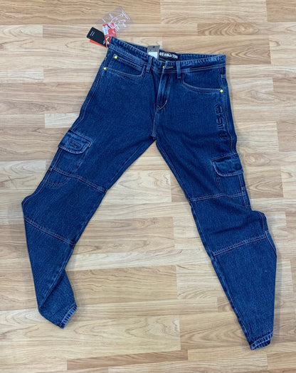 TSG Star Faded Navy Blue Color With Multiple Pocket Style Cargo Pants 3301