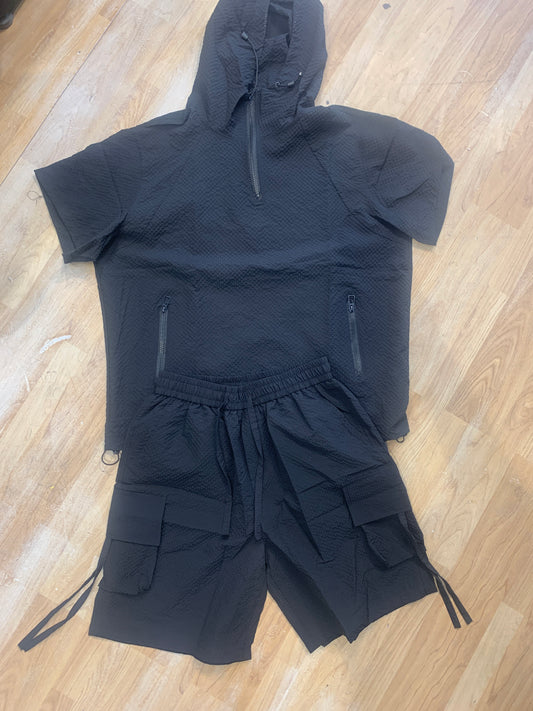 Coord set Wind Cheater & Shorts Black T36