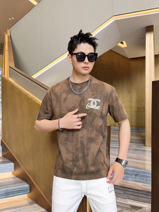 AHC CHA Brown Tshirt Multi Print Regular Fit Stone Back Print 25104