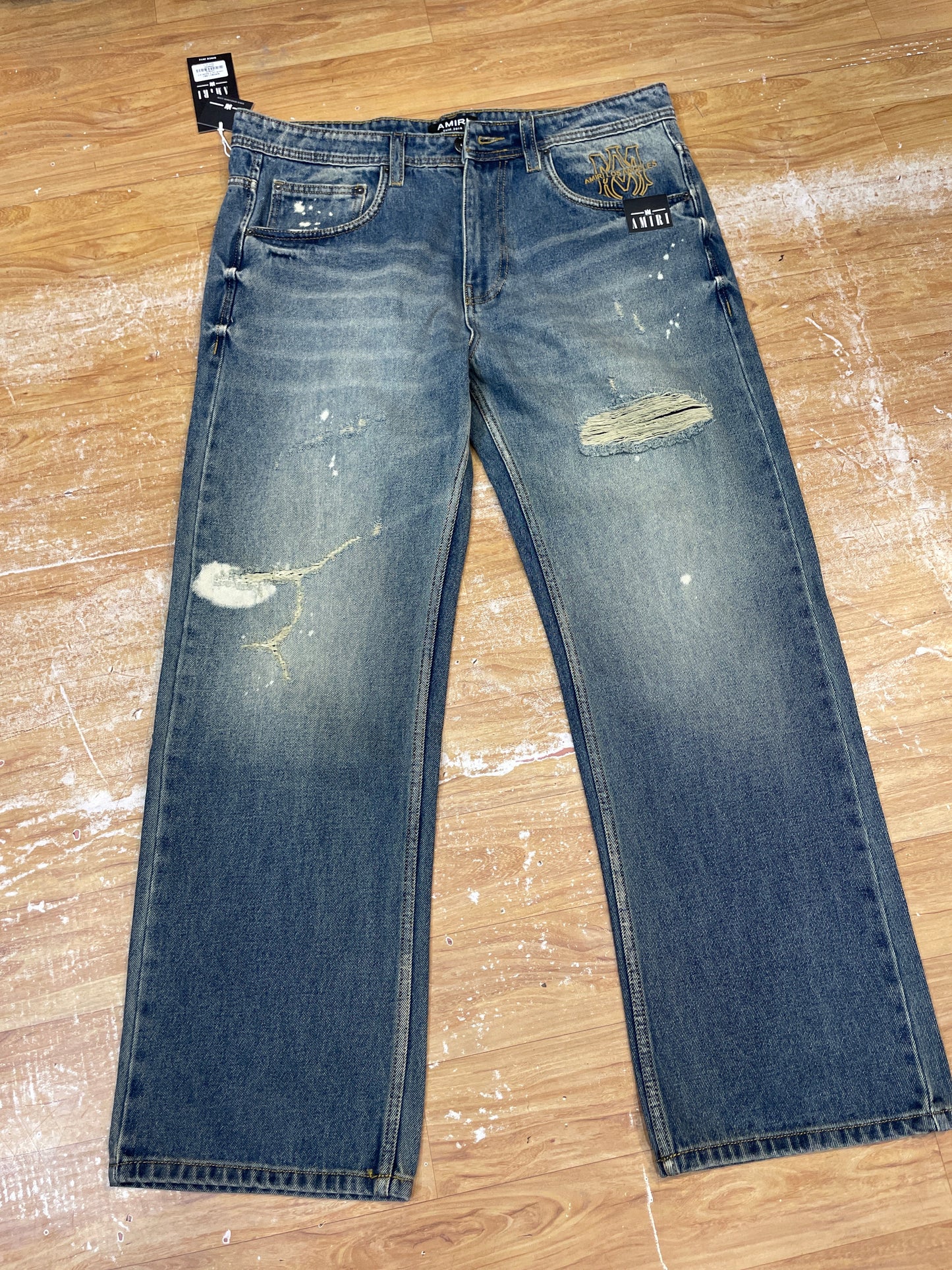 IMA AMI Faded Dark Blue Colour Premium Quality Rugged Straight Lose Fit Men’s Jeans KFN875