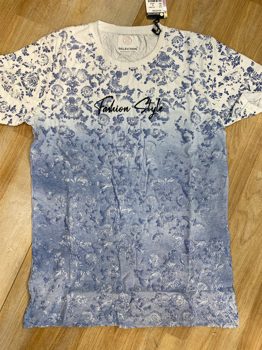 Selection White blue Flower Printed Unisex t shirts 5414866
