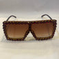 MAH Brown Frame Brown Shade Crystal Rhinestone Sunglass