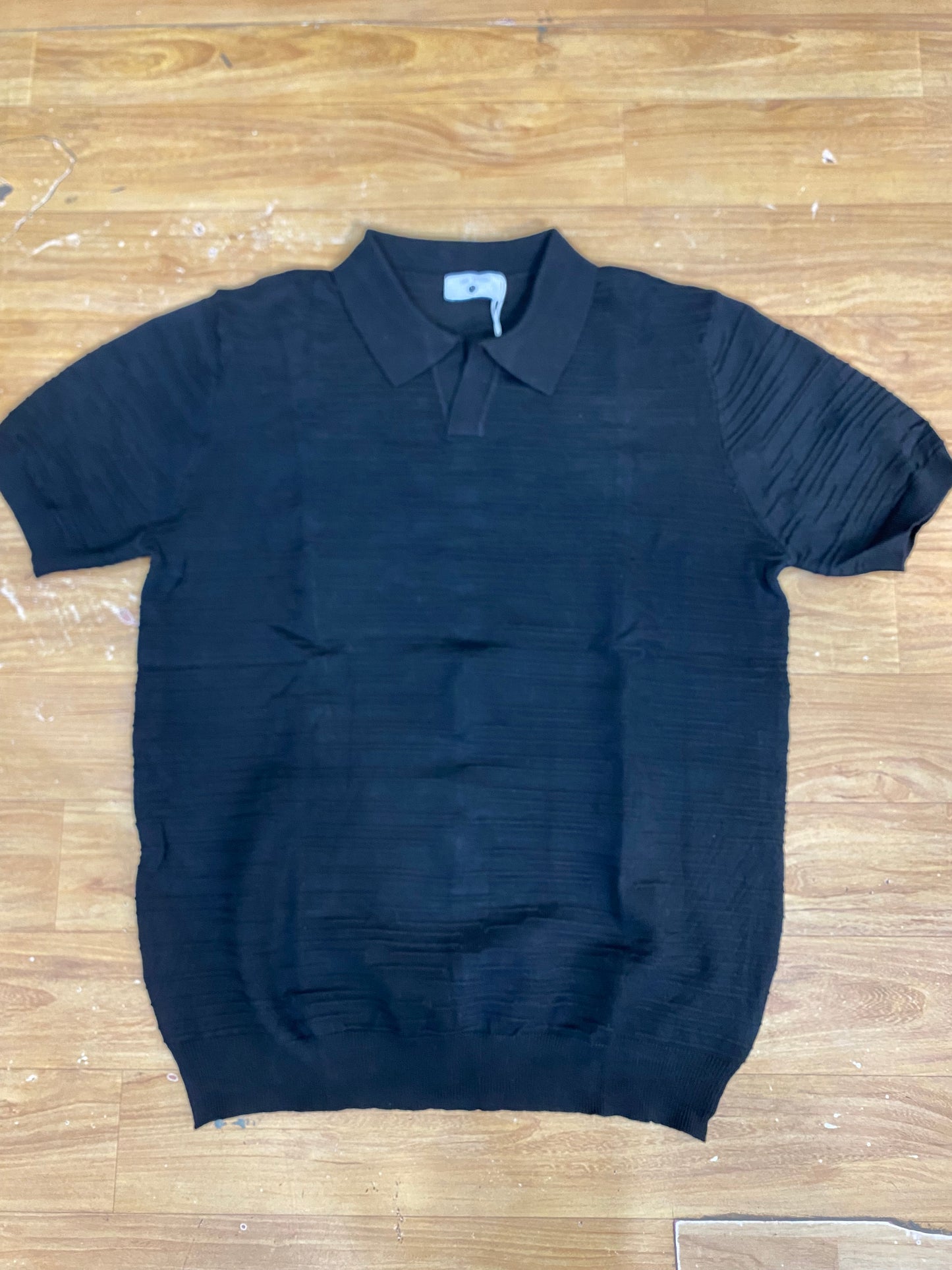 Man Style Black Colour Knitte  Premium Quality Unisex Collar T-Shirt R86067