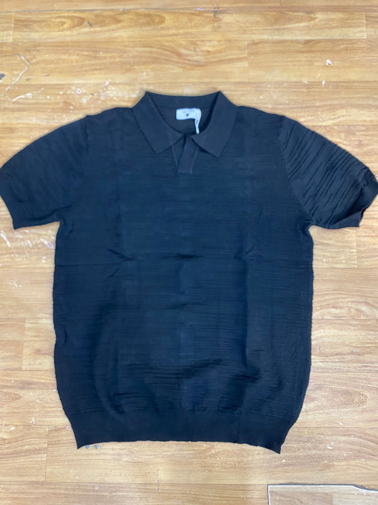 Man Style Black Colour Knitte  Premium Quality Unisex Collar T-Shirt R86067