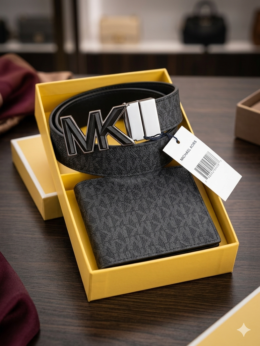 CIM MIC KM Print Wallet And Belt Premium Quality Men’s Gift Set Combo 990530