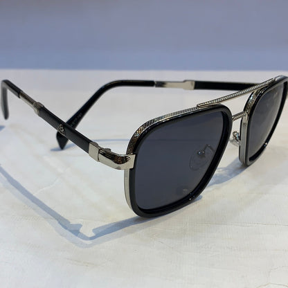 YAM Black Silver Frame Black Shade Sunglass M137 54 17-141