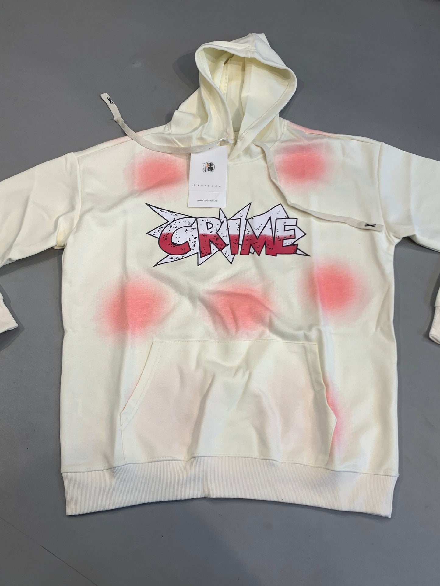 LDA Crime Cream Pink Colour Must Be Stoped Full Sleeve Hoodie 7019