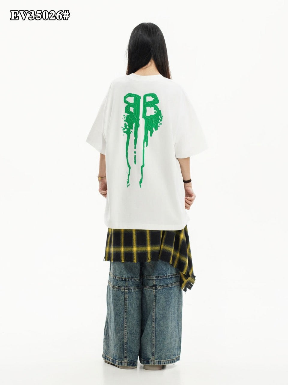 BAL LAB White Colour Green Print Premium Quality Imported Unisex T Shirt EV35026