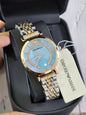 Mra Silver Copper Chain Blue Stud Chrono Dial Ladies Watch 401804
