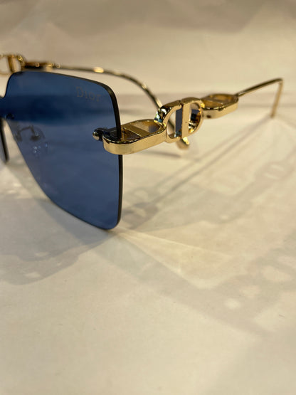 OID Frameless Golden Stick Blue Shade Unisex Sunglasses SUN254