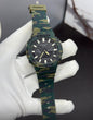 Hsg Green Military Silicone Strap Black Dial Water resistant Sports Men Watch 989497