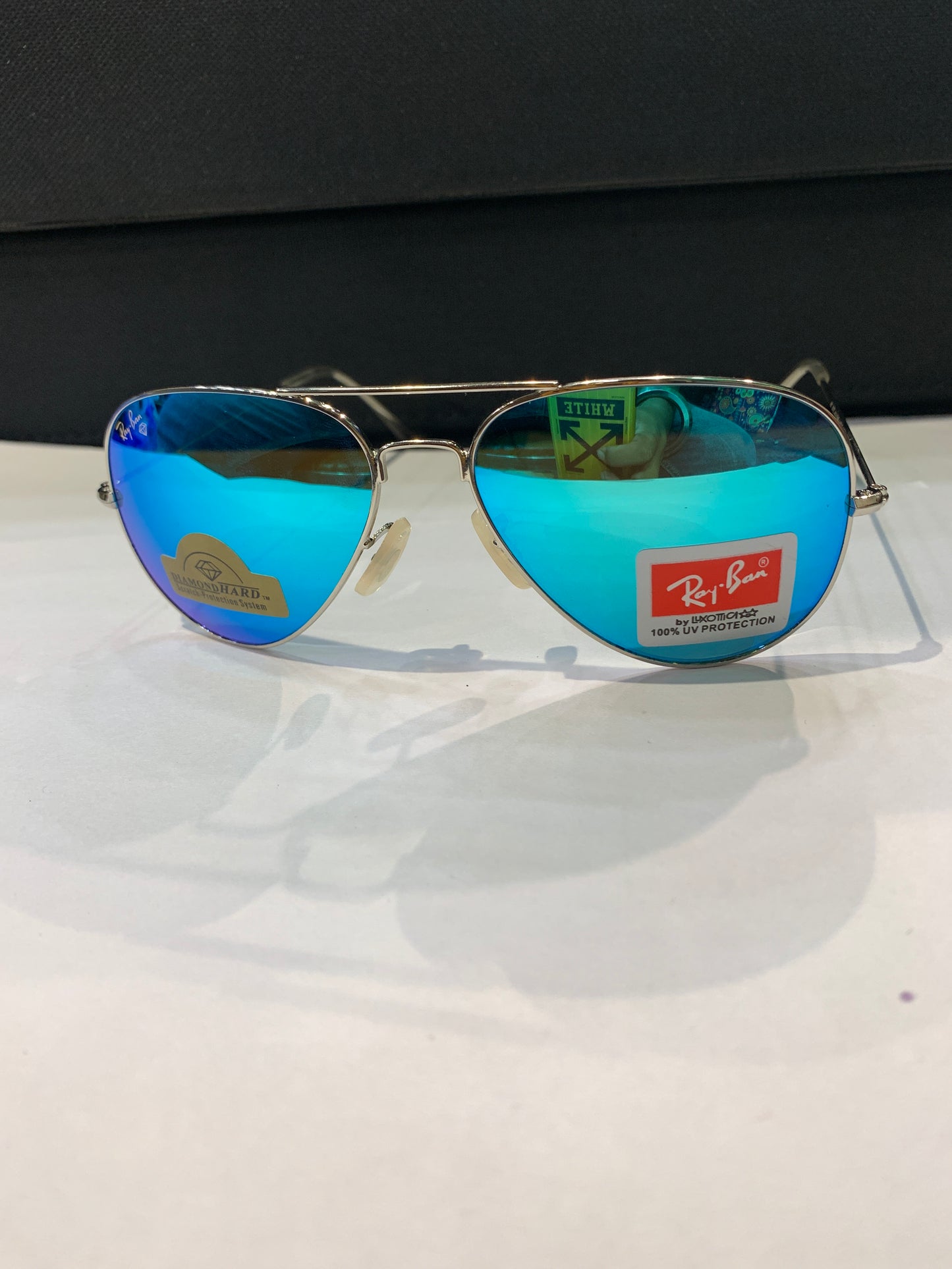 YAR RAY RB Silver Frame Yellow Blue Mercury Shade Unisex Sunglass RB 3026 62 14