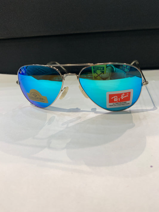 YAR RAY RB Silver Frame Yellow Blue Mercury Shade Unisex Sunglass RB 3026 62 14