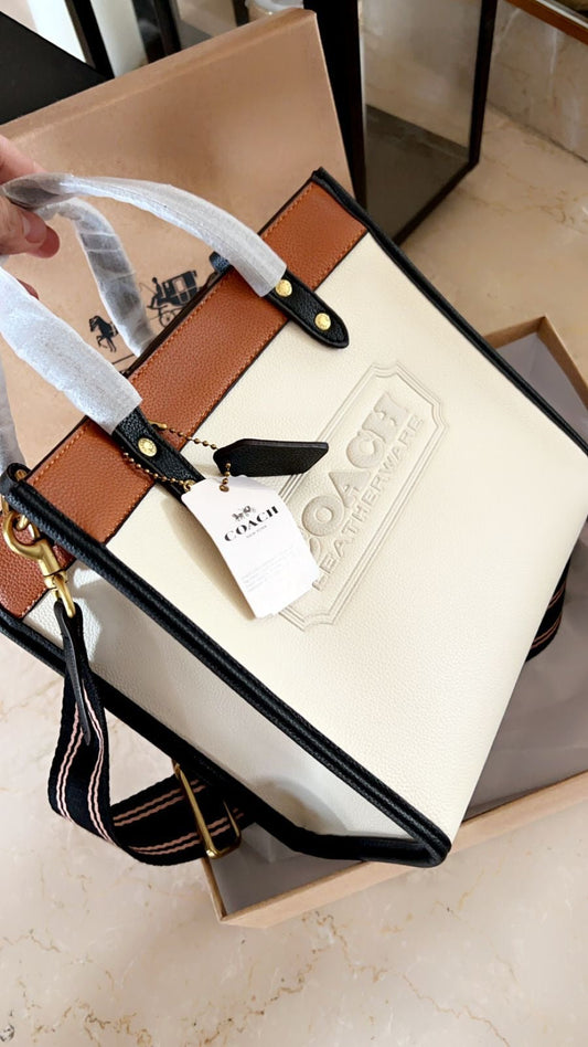 AOC COA White Tan Colour Premium Quality Mini Tote Sling Bag 9168