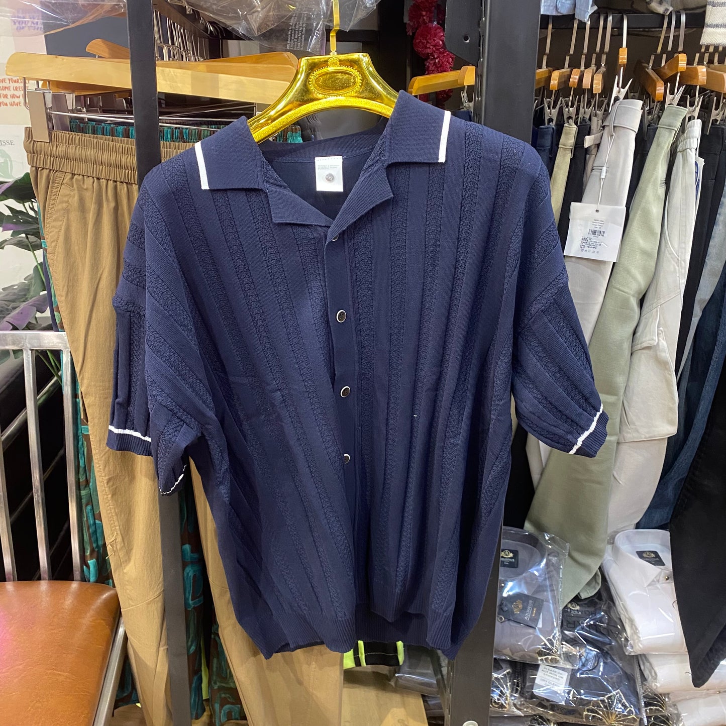 PERFECT FUSION  Blue Colour With knitted Designs Premium Quality Collar Shirt H9102