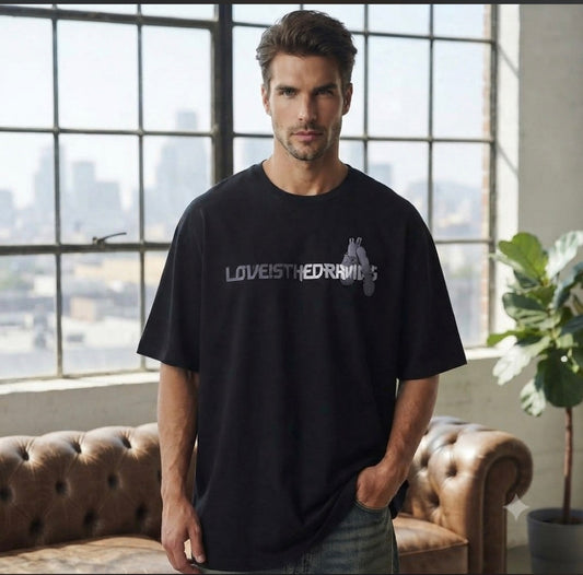 OUTLIER Black Colour Lucky Cider Bottle Print Stone Work Round Neck Tshirt OL521