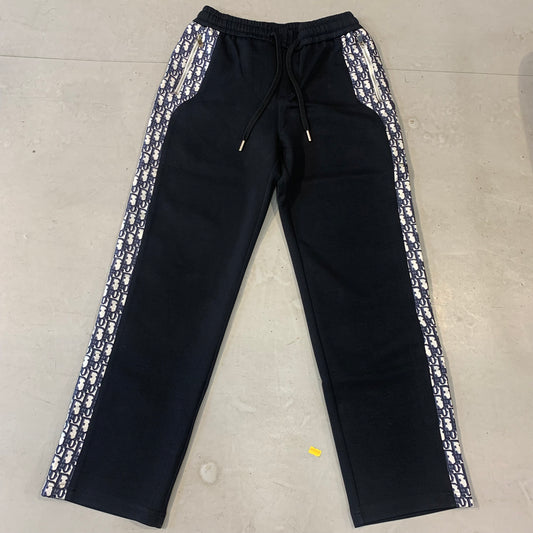 OID DIO Black Colour Side White Blue Oid Print Straight Fit Lower 8029