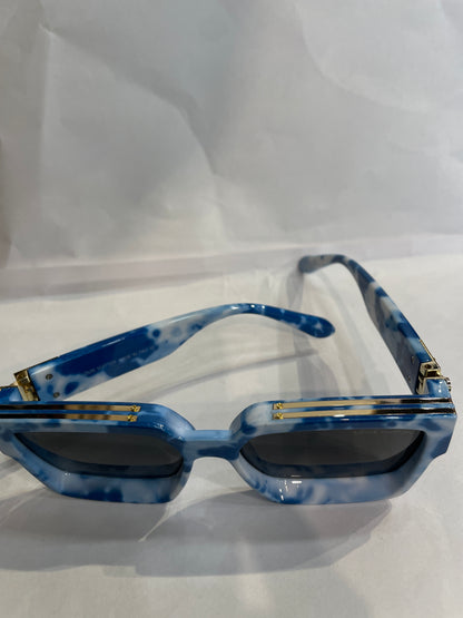 UOL Blue White Frame Black Shade Unisex Sunglasses 86229XX 50 18 145