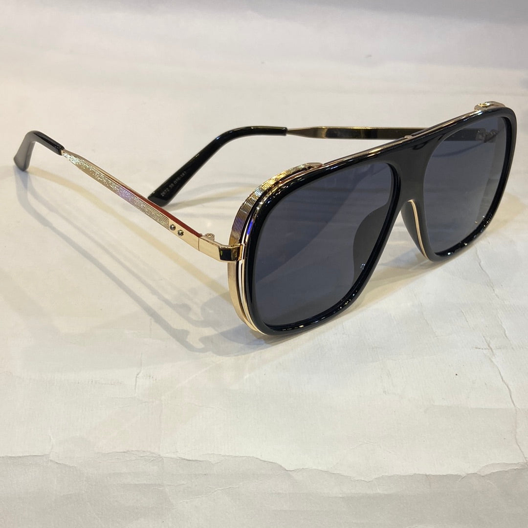 MAH Golden Black Frame Black Shade Sunglass 2672 58 16-141