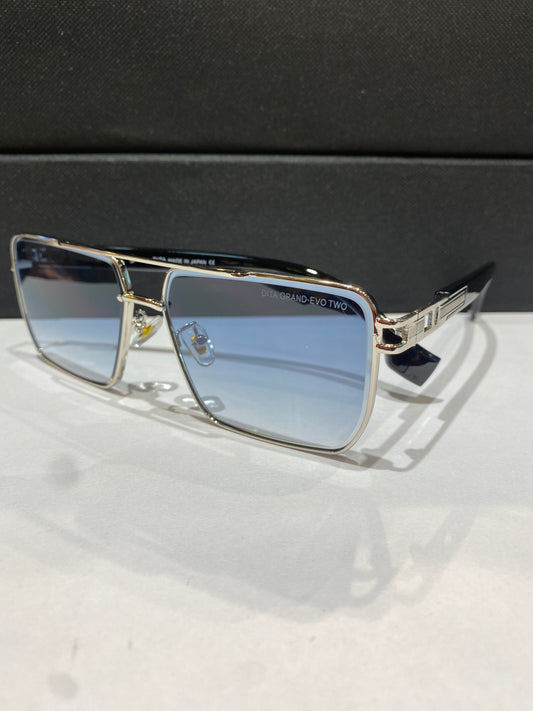 Tid Black Stick Silver Frame Blue Shade Unisex Sunglass 23287 59 14 142