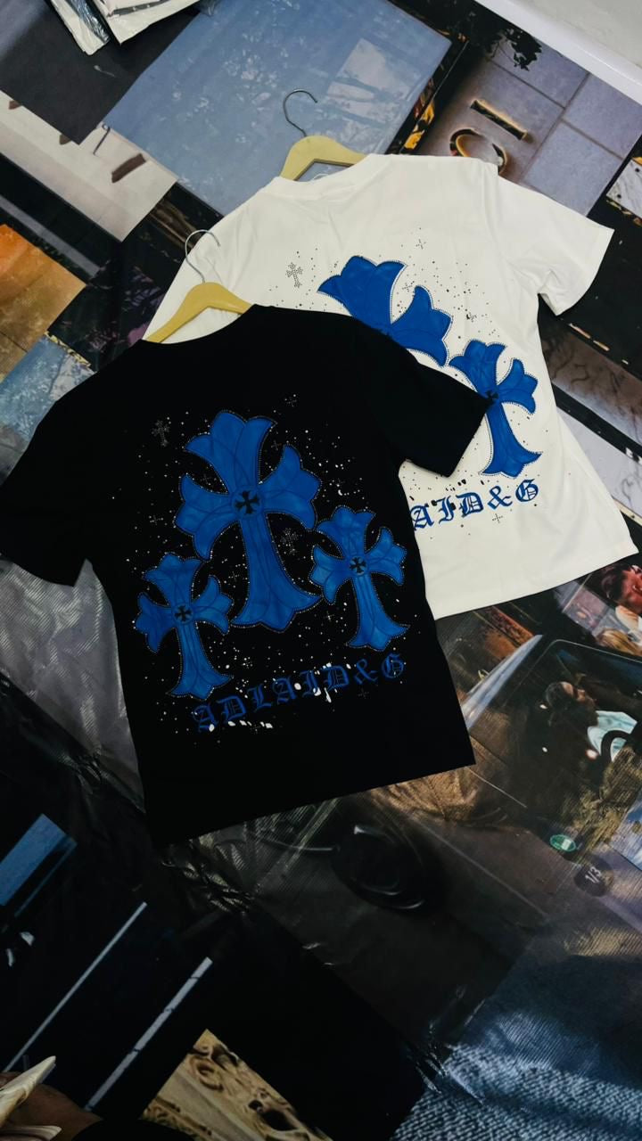 KAI RHC CHR White Colour With Blue Leather Patch Premium Quality Imported Unisex T-Shirt 22849