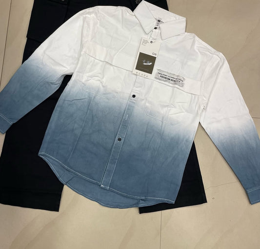 G.N Grey White Colour From Start To Finish Print Oversized Men’s Shirt 1927