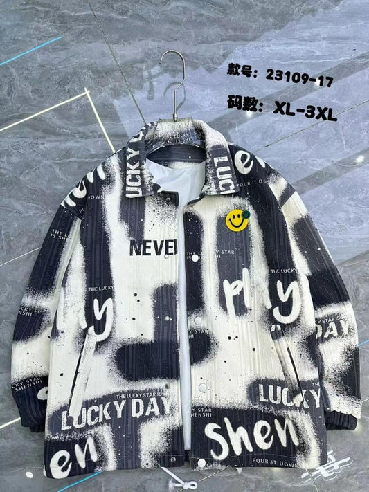 SFGY White Grey Colour Monogram Print Full Sleeve Jacket 2310917