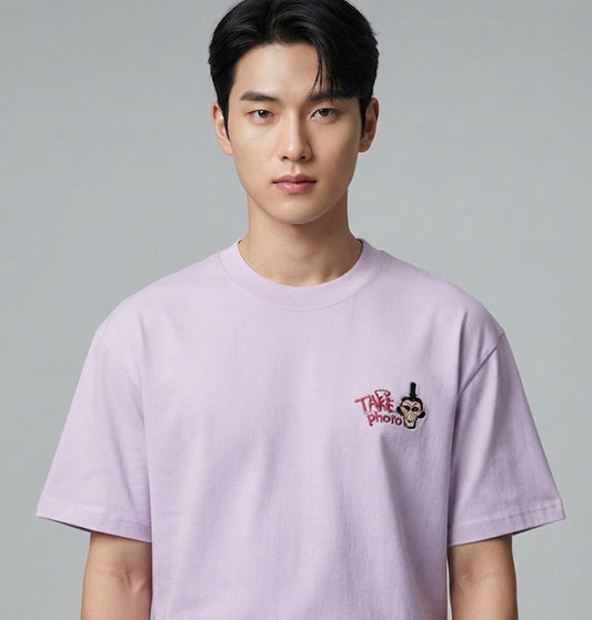 Moguan Design Purple Colour Let’s Take Photo Print Premium Quality Round Neck T-Shirt A9106