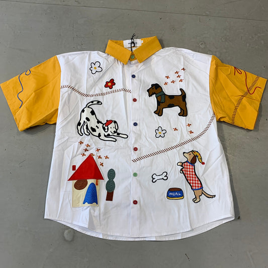 INNSERSE MEAL White Yellow Colour Dog Patch Imported Unisex Shirt 5139