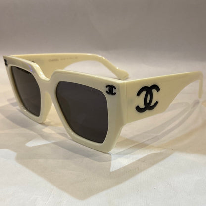 AHC Off White Frame Black Shade Unisex Sunglass 8997 55 20-148 C2