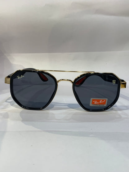 YAR RAY RB Golden Black Frame Black Shade Unisex Sunglass RB3675 54 18 140