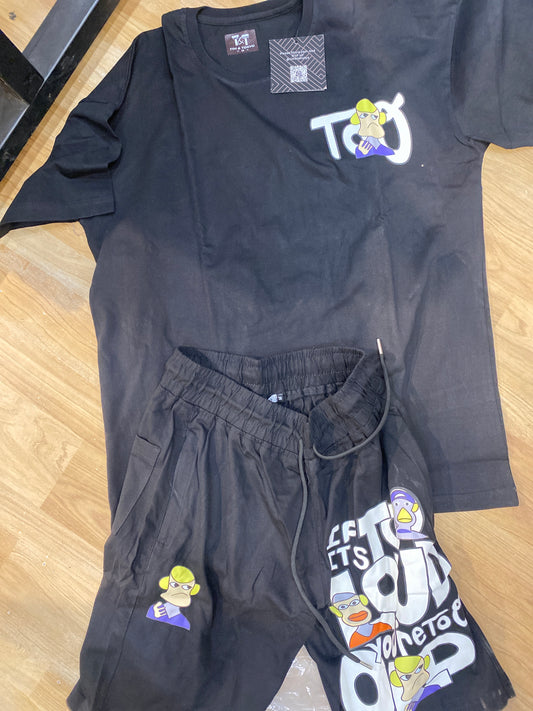 Tim & Tokyo Coord set T-shirt & Short Black Colour H1132