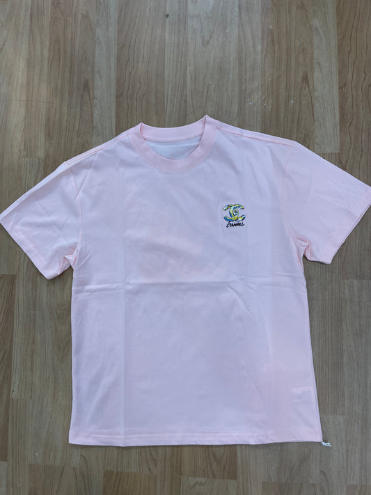 AHC CHA Pink Colour Chanel Print Premium Quality Round Neck T-Shirt CY2707