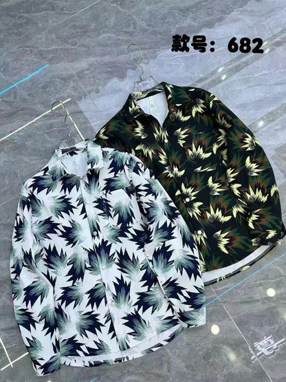 Unique Design X Original New Black Green Colour With Multiple Leaf Print Fashion Classic Peper Cotton Fabric Shirt Shackets 682