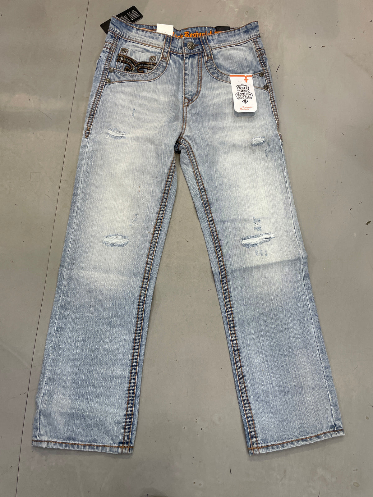 ROCK REVIVAL TR Light Blue Colour Rugged Premium Quality Loose  Fit Imported Men’s Jeans 14980-A