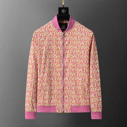 VER REV Pink Colour With Monogram Print Premium Quality Zipper Jacket 55002