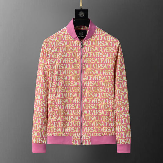 VER REV Pink Colour With Monogram Print Premium Quality Zipper Jacket 55002