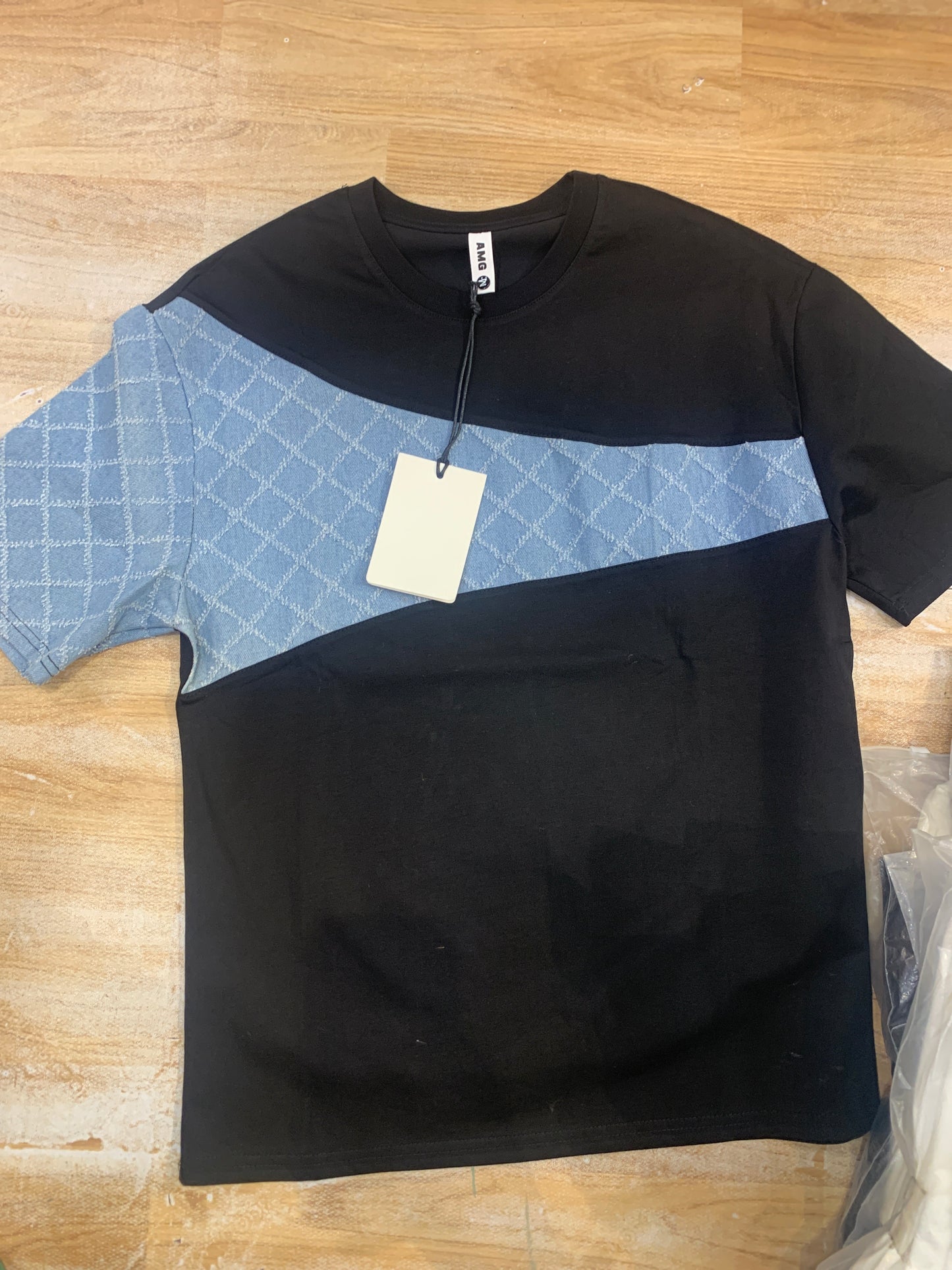 AMG Tshirt Black & Blue Denim N6880