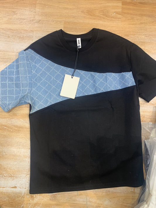 AMG Tshirt Black & Blue Denim N6880