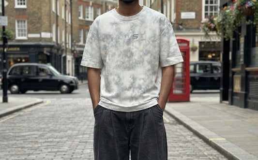 Fashion White Colour Acid Wash Trust The Process Round Neck Tshirt 3918