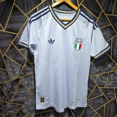 Ida Adi White Blue Colour V Neck Italia Figc Jersey Tshirt P95990